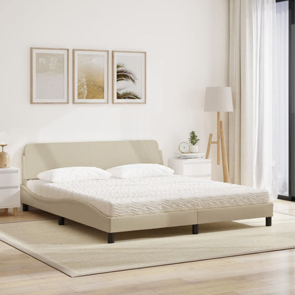 vidaXL Bed with Mattress "Dover" Cream 180x200 cm Fabric