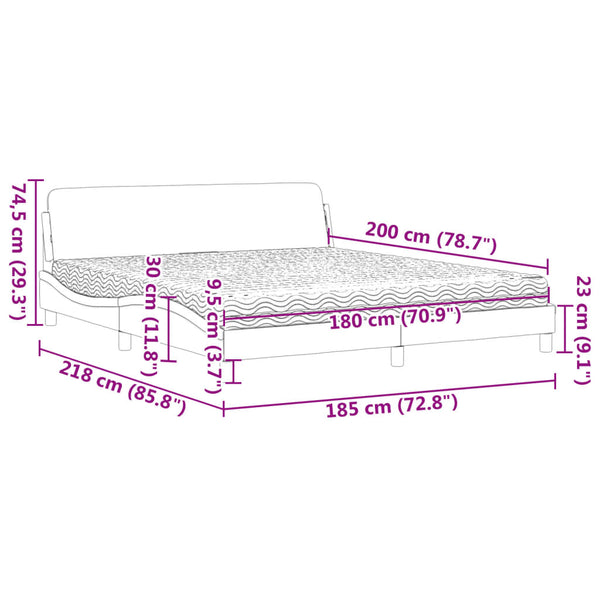 vidaXL Bed with Mattress "Dover" Cream 180x200 cm Fabric