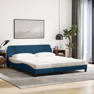 vidaXL Bed with Mattress "Dover" Blue 180x200 cm Fabric