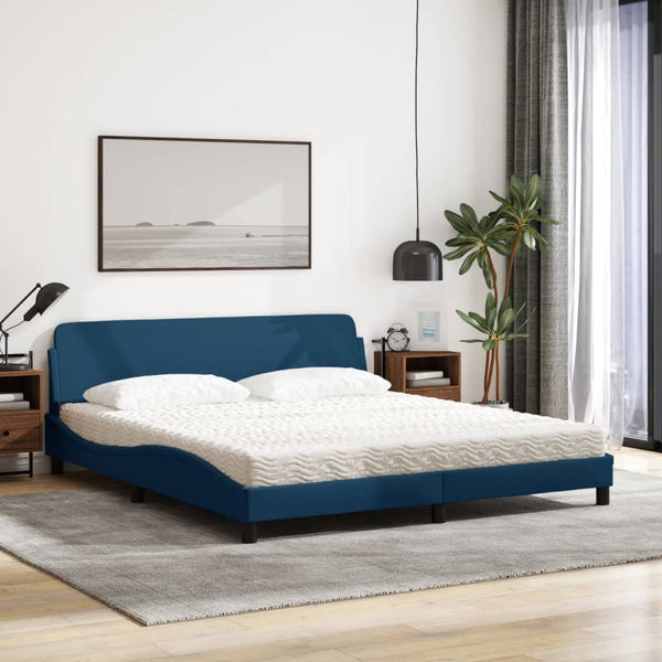 vidaXL Bed with Mattress "Dover" Blue 180x200 cm Fabric