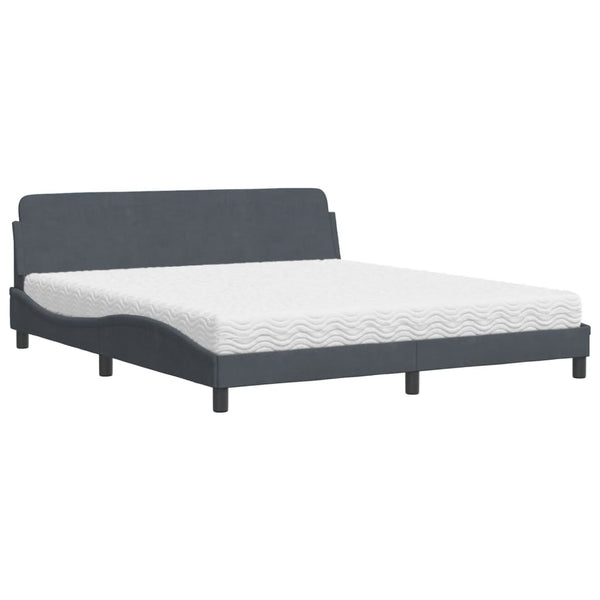 vidaXL Bed with Mattress "Dover" Dark Grey 180x200 cm Velvet