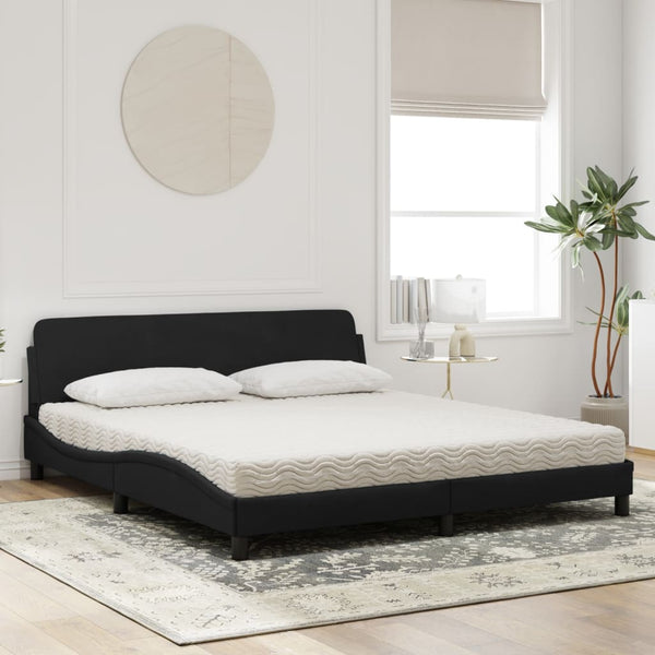 vidaXL Bed with Mattress "Dover" Black 180x200 cm Velvet