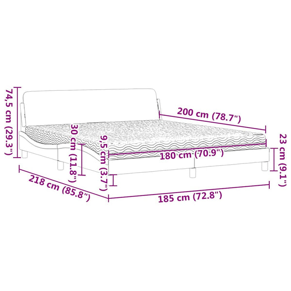 vidaXL Bed with Mattress "Dover" Blue 180x200 cm Velvet