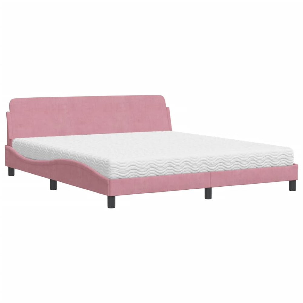 vidaXL Bed with Mattress "Dover" Pink 180x200 cm Velvet