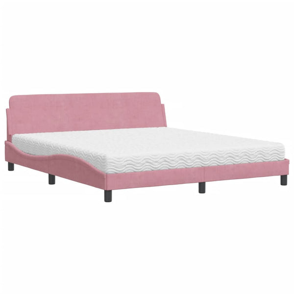 vidaXL Bed with Mattress "Dover" Pink 180x200 cm Velvet