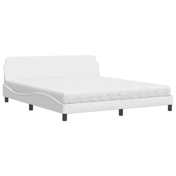 vidaXL Bed with Mattress "Dover" White 180x200 cm Faux Leather