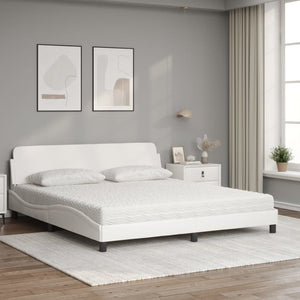 vidaXL Bed with Mattress "Dover" White 180x200 cm Faux Leather