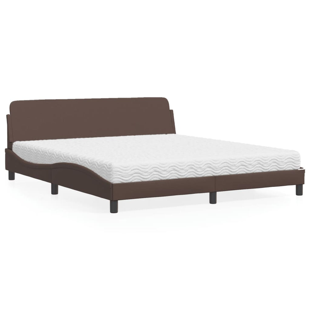 vidaXL Bed with Mattress "Dover" Brown 180x200 cm Faux Leather
