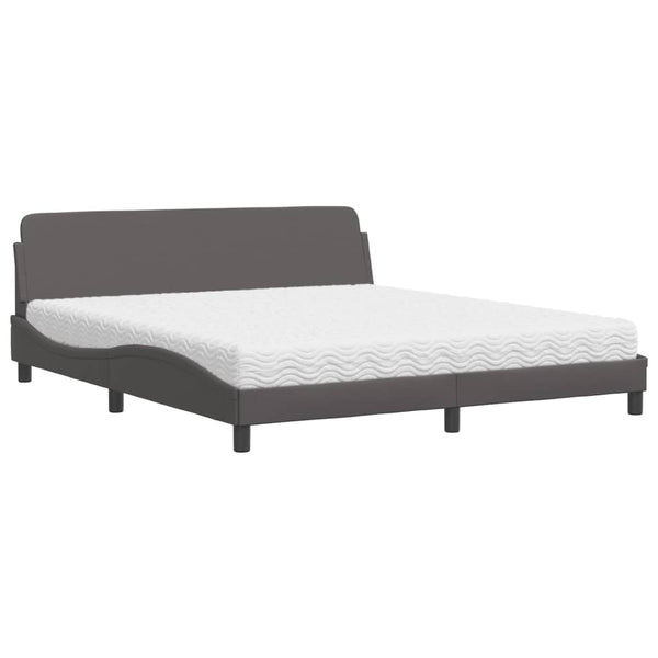 vidaXL Bed with Mattress "Dover" Grey 180x200 cm Faux Leather