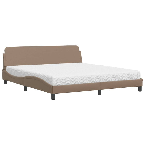 vidaXL Bed with Mattress "Dover" Cappuccino-Brown 180x200 cm Faux Leather