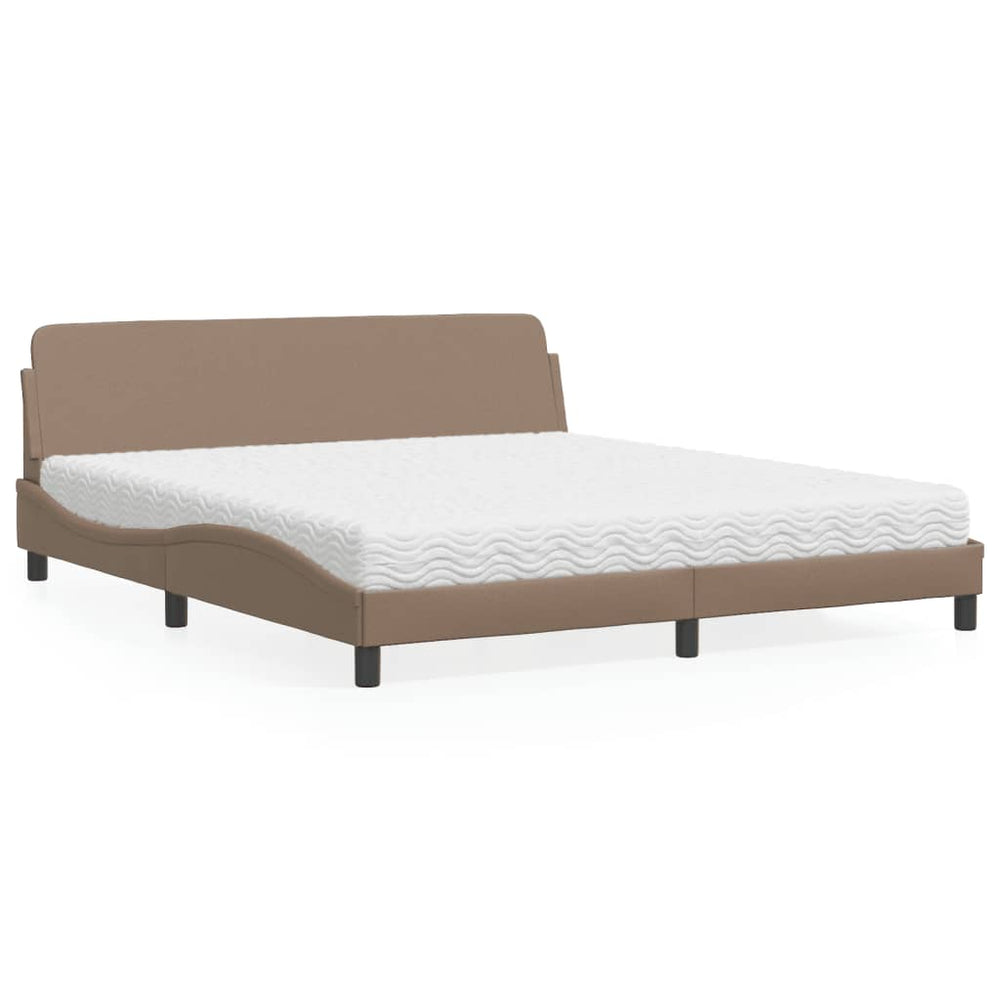 vidaXL Bed with Mattress "Dover" Cappuccino-Brown 180x200 cm Faux Leather