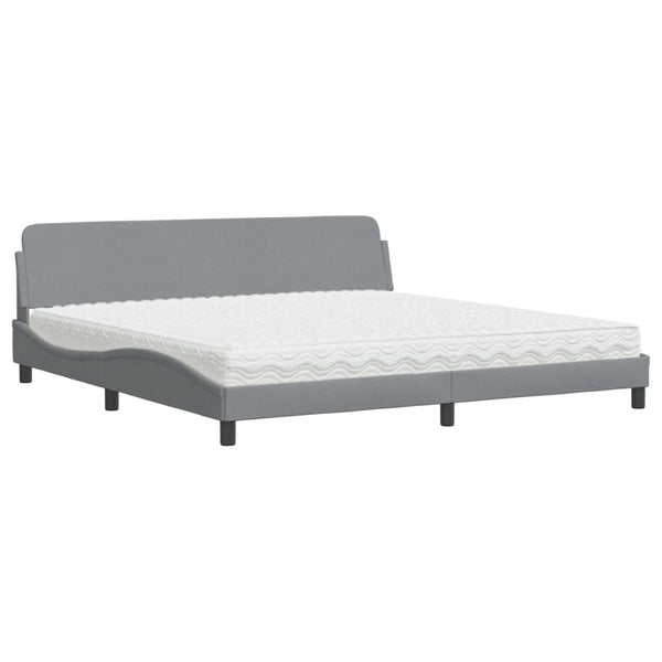 vidaXL Bed with Mattress "Dover" Light Grey 200x200 cm Fabric