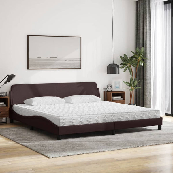 vidaXL Bed with Mattress "Dover" Dark Brown 200x200 cm Fabric