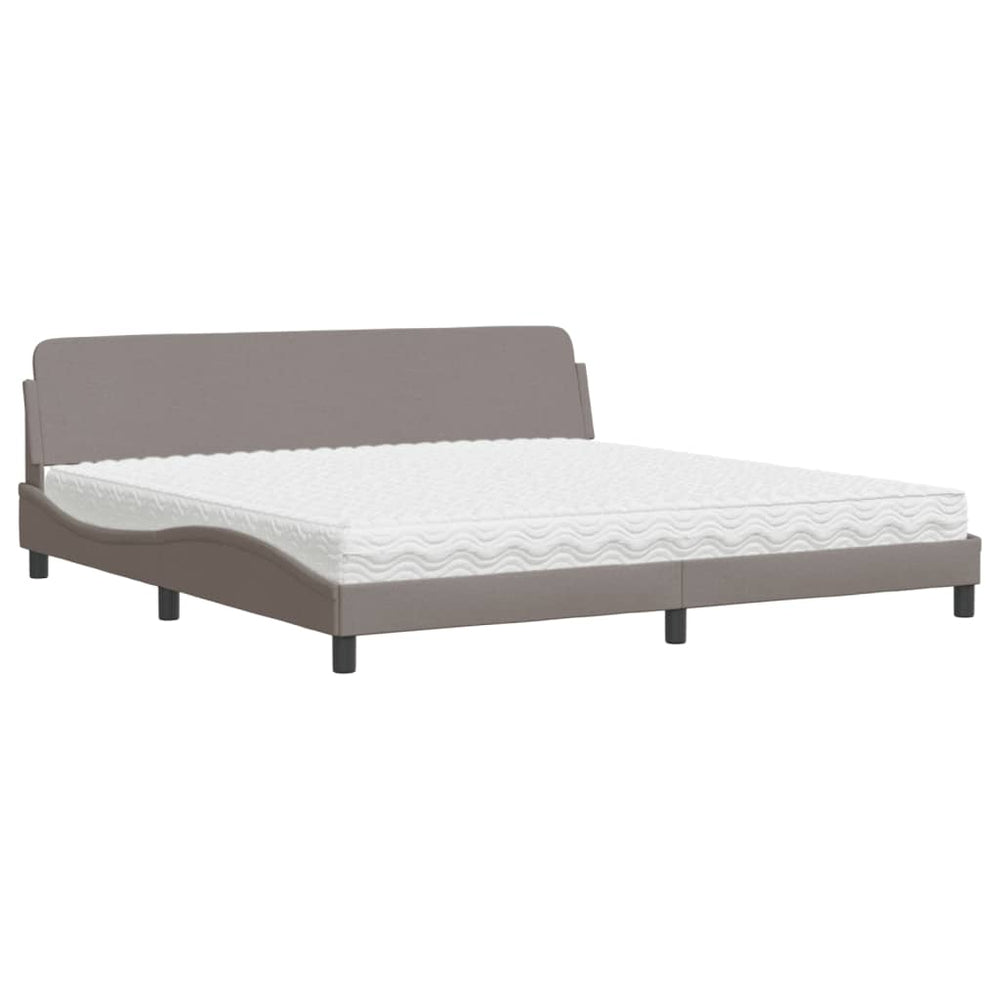 vidaXL Bed with Mattress "Dover" Taupe 200x200 cm Fabric