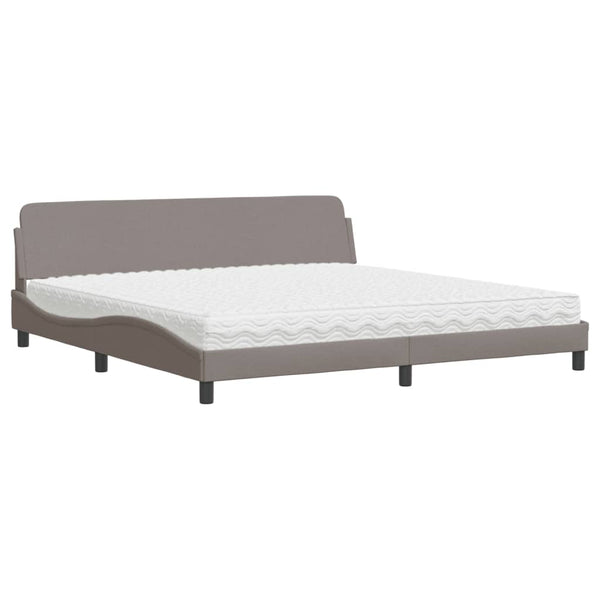 vidaXL Bed with Mattress "Dover" Taupe 200x200 cm Fabric