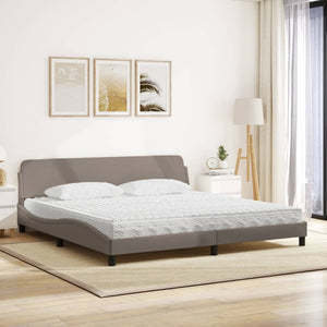 vidaXL Bed with Mattress "Dover" Taupe 200x200 cm Fabric