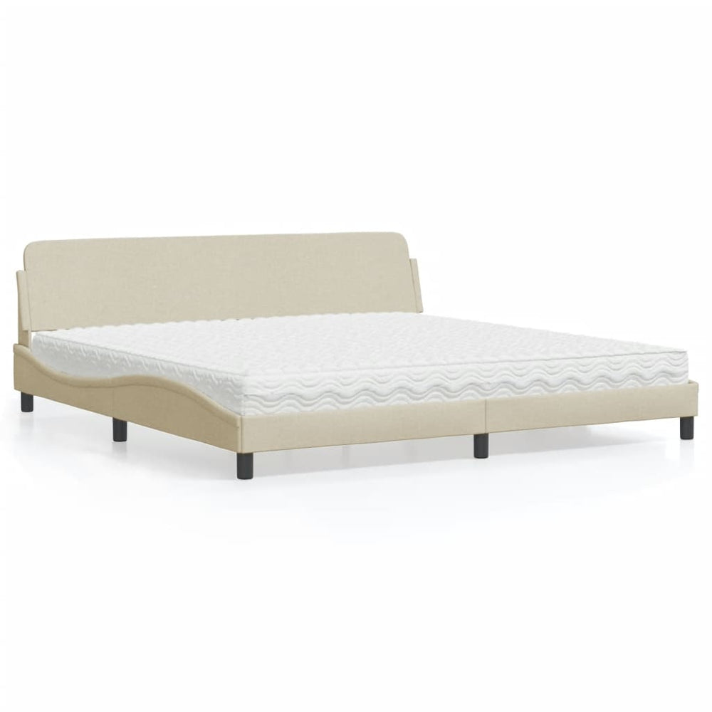 vidaXL Bed with Mattress "Dover" Cream 200x200 cm Fabric