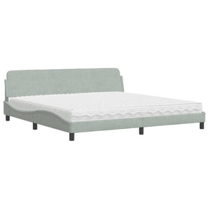 vidaXL "Dover" Bed with Mattress Light Grey 200x200 cm Velvet