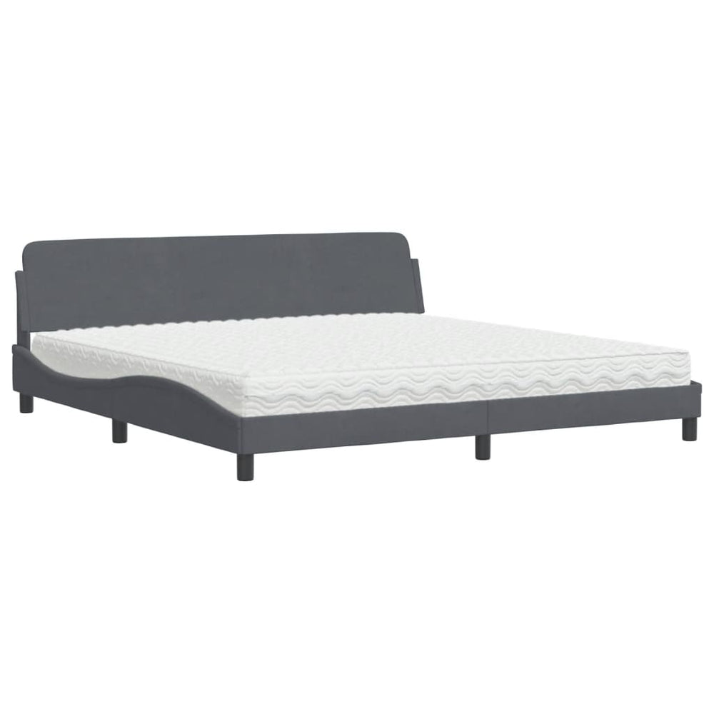 vidaXL Bed with Mattress "Dover" Dark Grey 200x200 cm Velvet