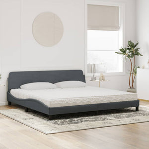 vidaXL Bed with Mattress "Dover" Dark Grey 200x200 cm Velvet