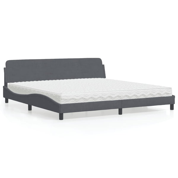 vidaXL Bed with Mattress "Dover" Dark Grey 200x200 cm Velvet