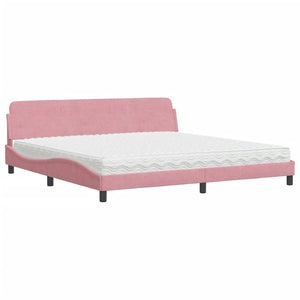 vidaXL Bed with Mattress "Dover" Pink 200x200 cm Velvet