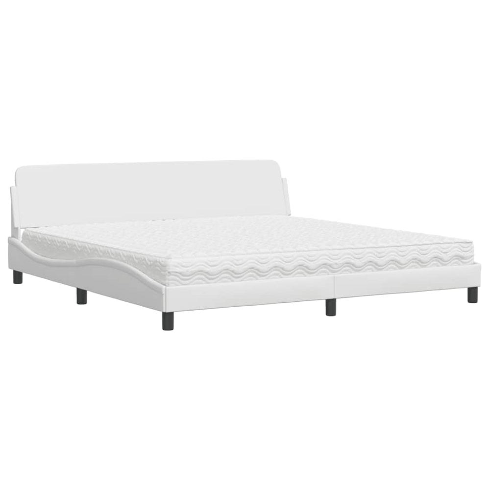 vidaXL "Dover" Bed with Mattress White 200x200 cm Faux Leather