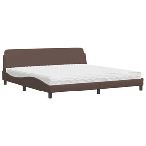 vidaXL Bed with Mattress "Dover" Brown 200x200 cm Faux Leather