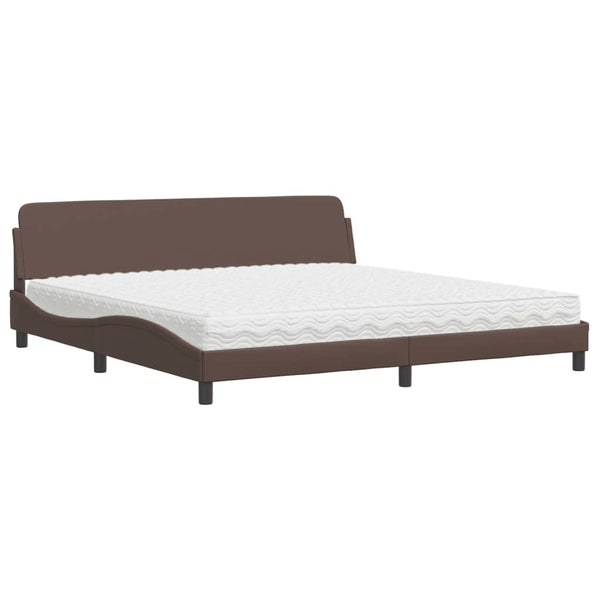 vidaXL Bed with Mattress "Dover" Brown 200x200 cm Faux Leather