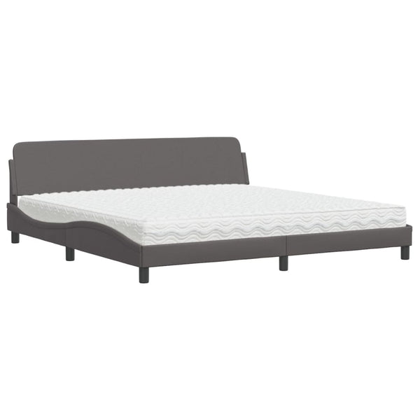 vidaXL Bed with mattress "Dover" grey 200x200 cm artificial leather