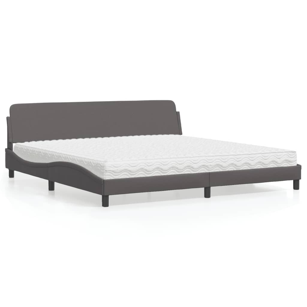 vidaXL Bed with mattress "Dover" grey 200x200 cm artificial leather