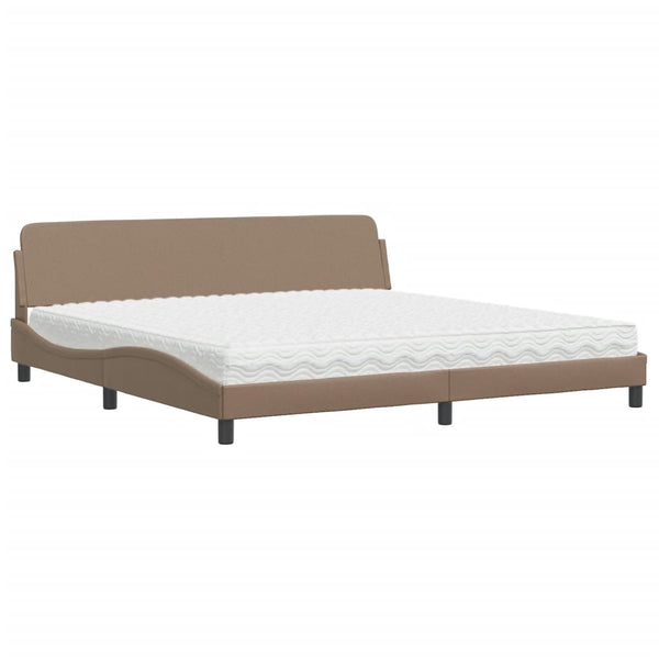 vidaXL Bed with Mattress "Dover" Cappuccino Brown 200x200 cm Faux Leather