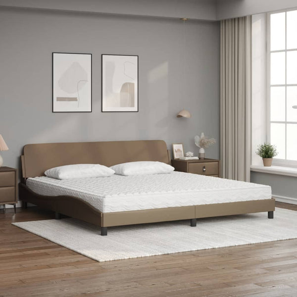 vidaXL Bed with Mattress "Dover" Cappuccino Brown 200x200 cm Faux Leather