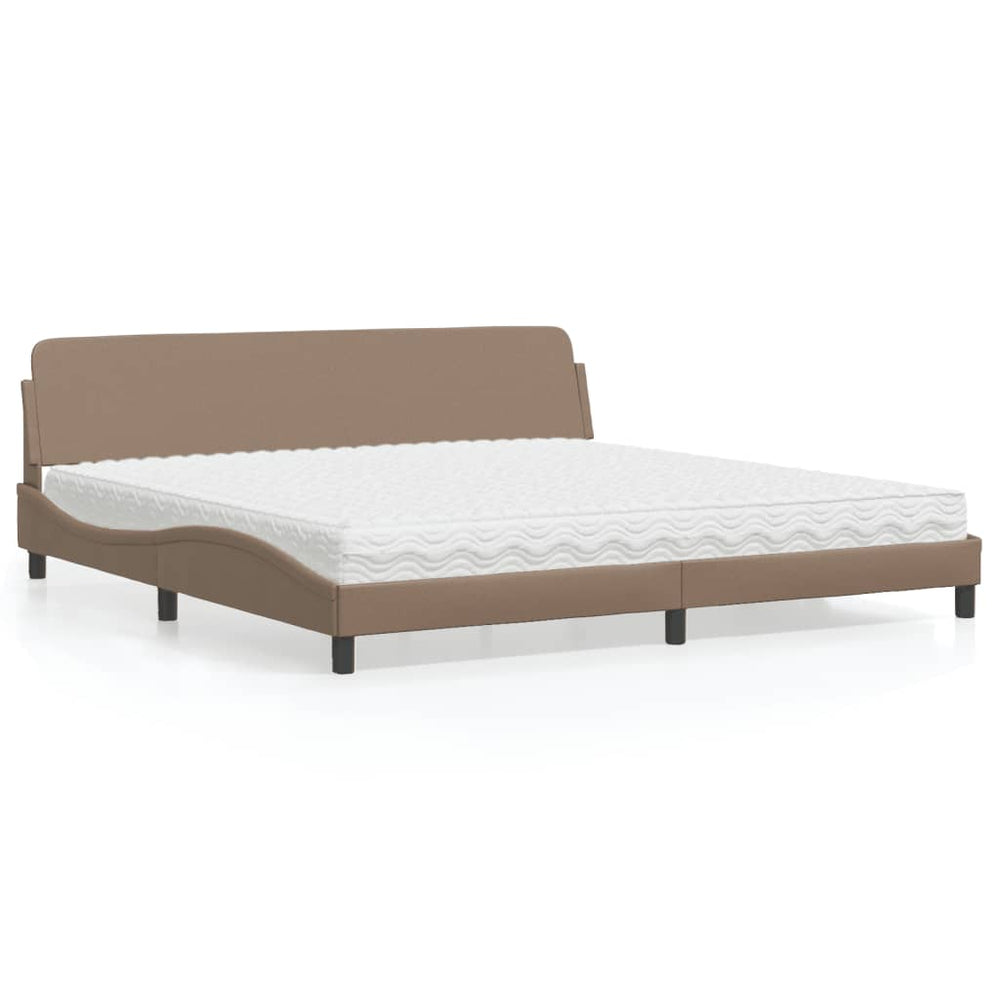 vidaXL Bed with Mattress "Dover" Cappuccino Brown 200x200 cm Faux Leather
