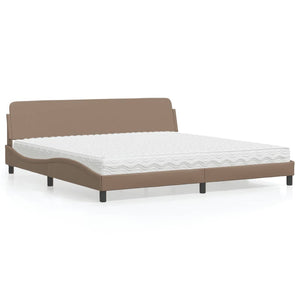 vidaXL Bed with Mattress "Dover" Cappuccino Brown 200x200 cm Faux Leather