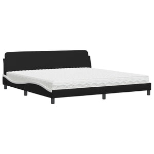 vidaXL Bed with Mattress "Dover" Black and White 200x200 cm Faux Leather