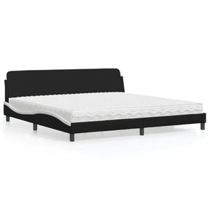 vidaXL Bed with Mattress "Dover" Black and White 200x200 cm Faux Leather
