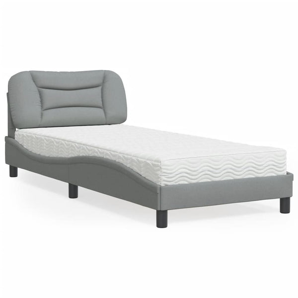 vidaXL "Hvar" Bed with Mattress Light Grey 80x200 cm Fabric