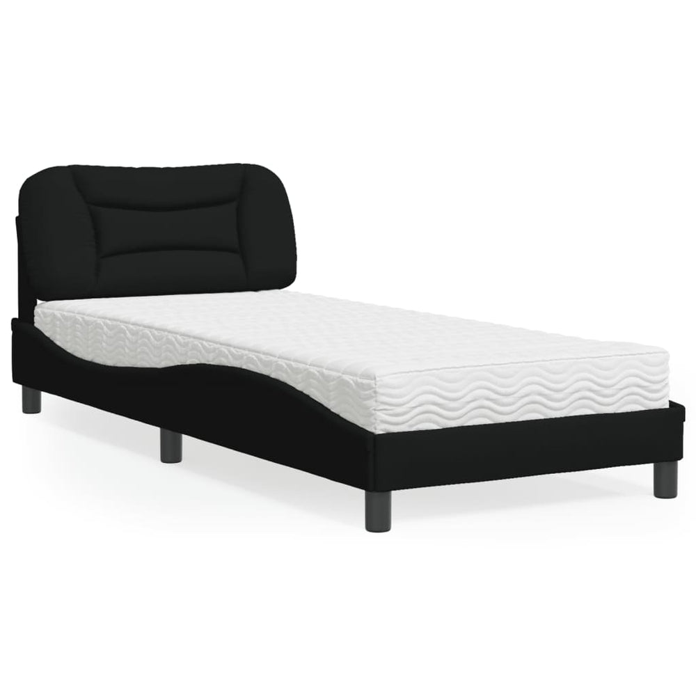 vidaXL "Hvar" Black Bed with Mattress 80x200 cm Fabric
