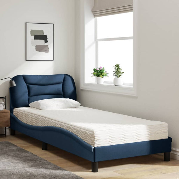 vidaXL Bed with Mattress "Hvar" Blue 80x200 cm Fabric