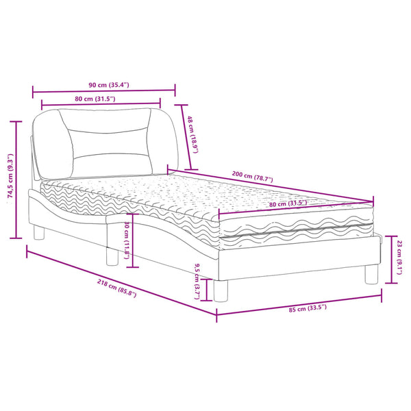 vidaXL Bed with Mattress "Hvar" Blue 80x200 cm Fabric