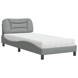 vidaXL Bed with Mattress "Hvar" Light Gray 90x190 cm Fabric