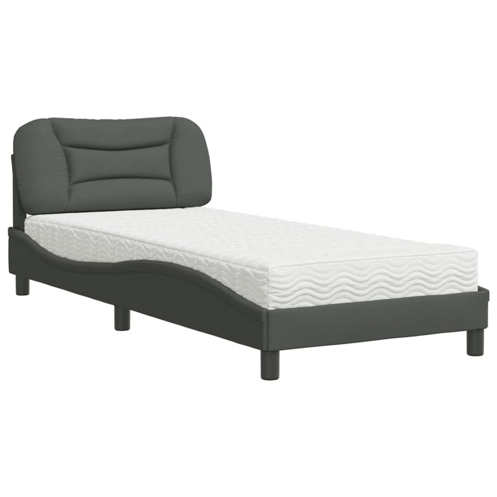 vidaXL Bed with mattress "Hvar" Dark grey 90x190 cm Fabric