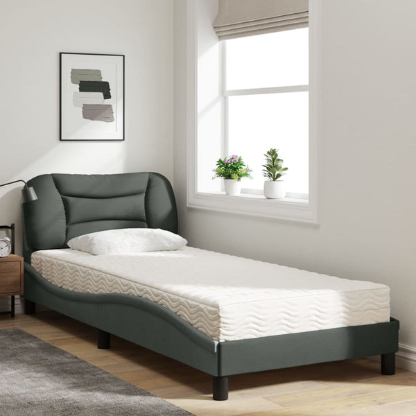 vidaXL Bed with mattress "Hvar" Dark grey 90x190 cm Fabric