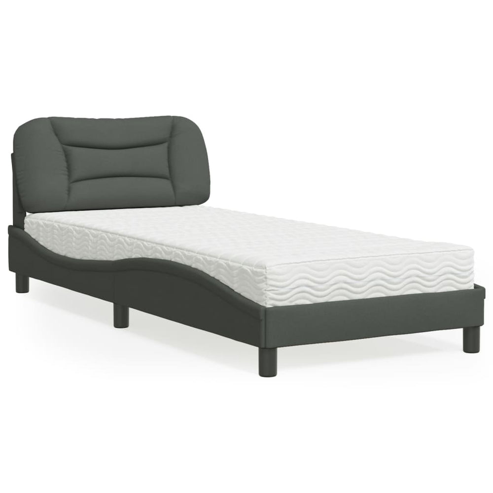 vidaXL Bed with mattress "Hvar" Dark grey 90x190 cm Fabric