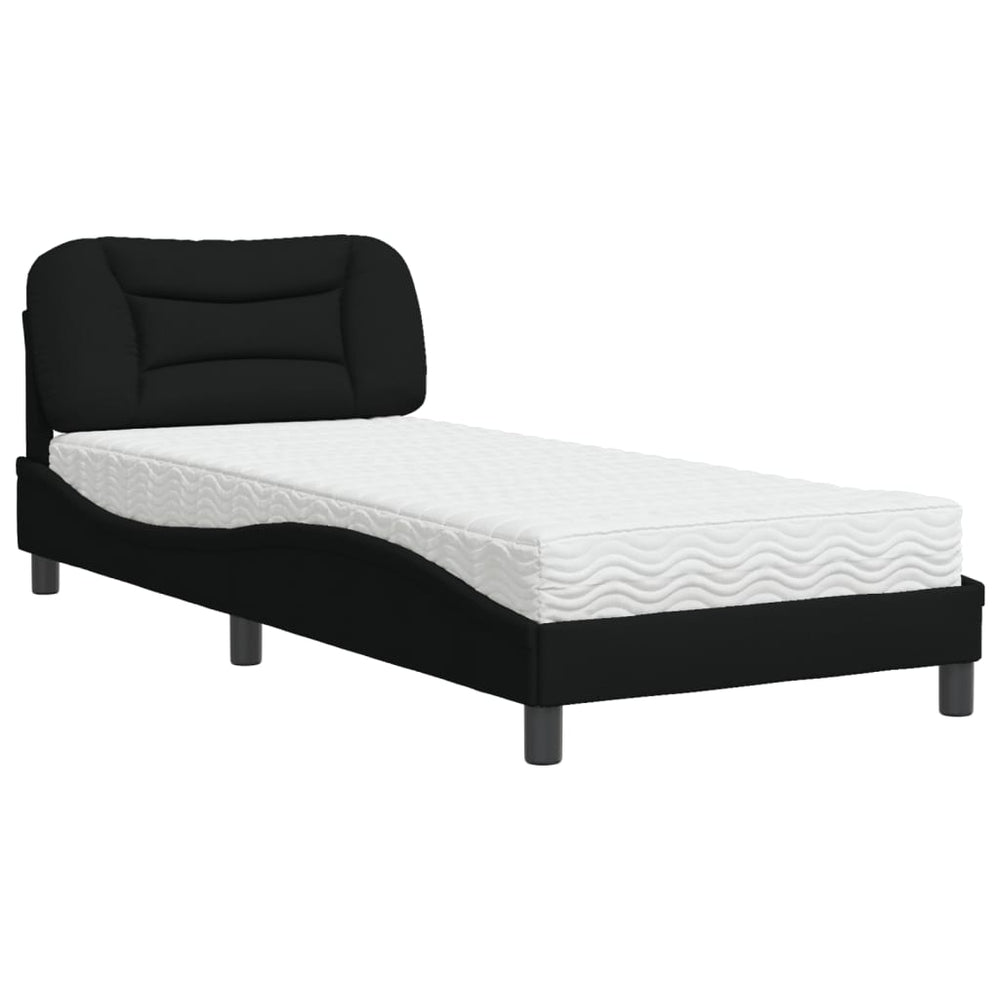 vidaXL Bed with Mattress "Hvar" Black 90x190 cm Fabric