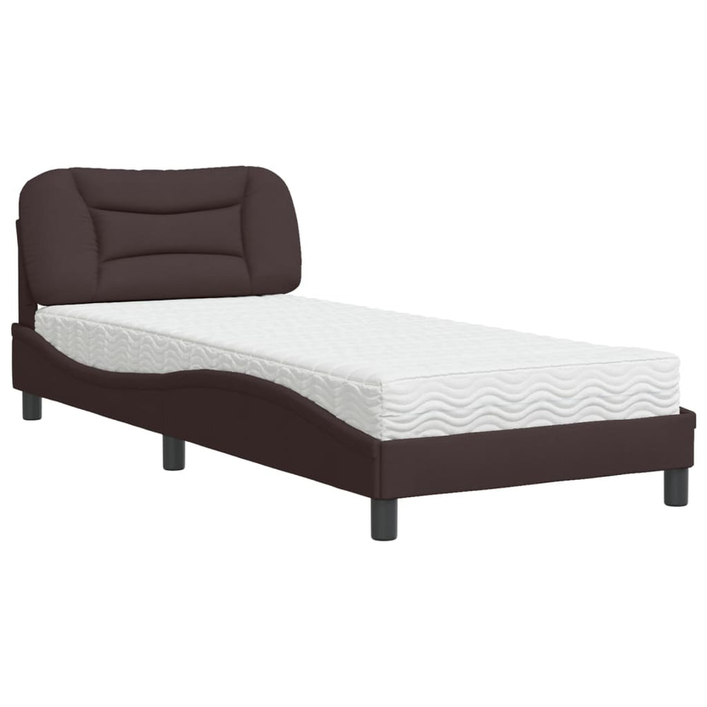 vidaXL Bed with Mattress "Hvar" Dark Brown 90x190 cm Fabric