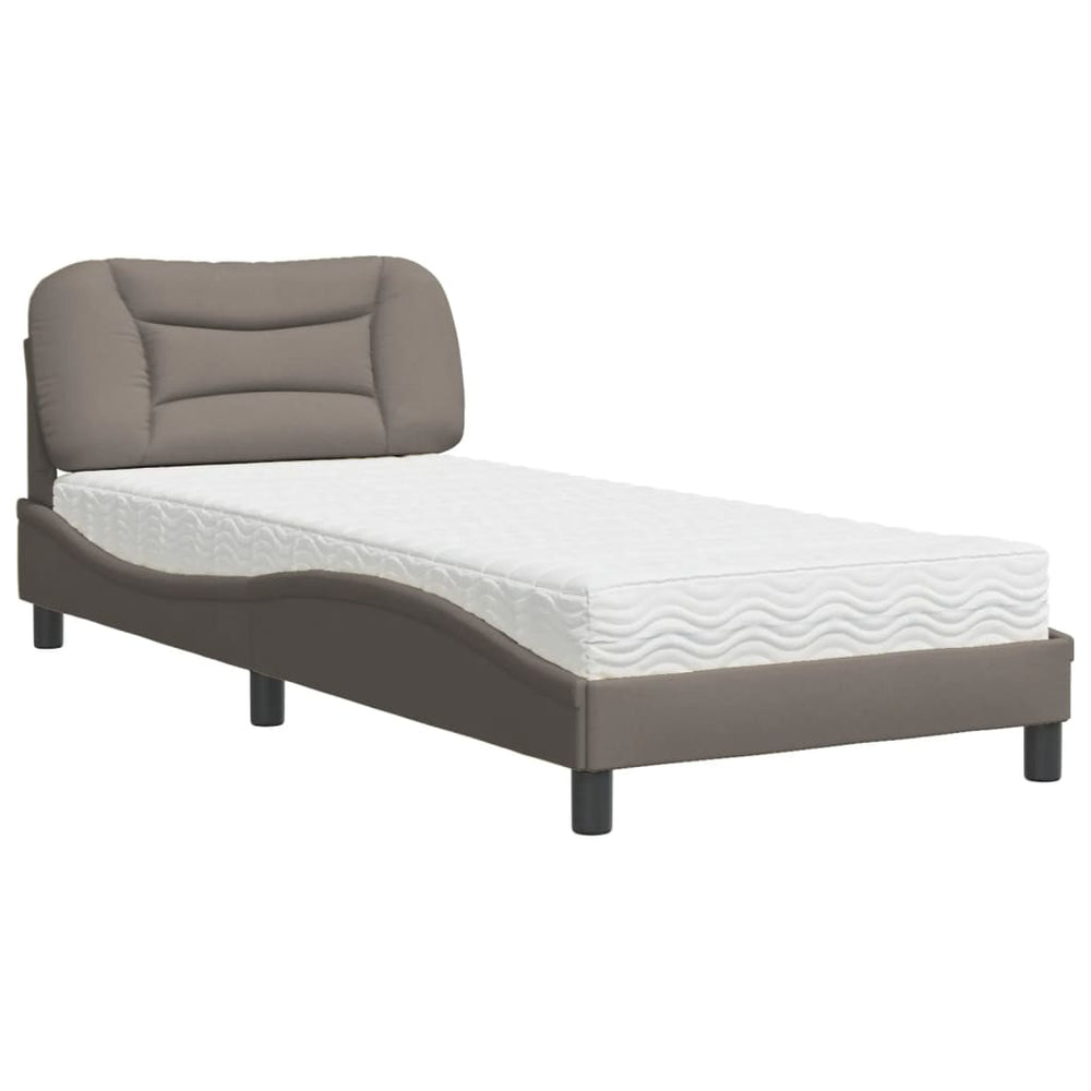 vidaXL Bed with mattress "Hvar" Taupe 90x190 cm Fabric