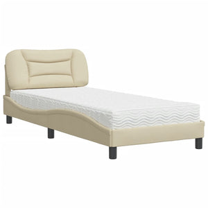vidaXL Bed with Mattress "Hvar" Cream 90x190 cm Fabric