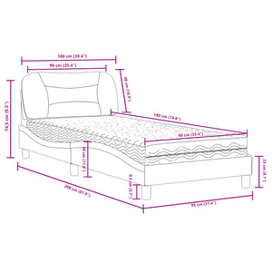 vidaXL Bed with Mattress "Hvar" Cream 90x190 cm Fabric